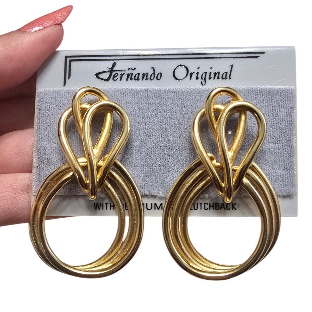 Fernado original Gold Loop Statement Drop Earrings
